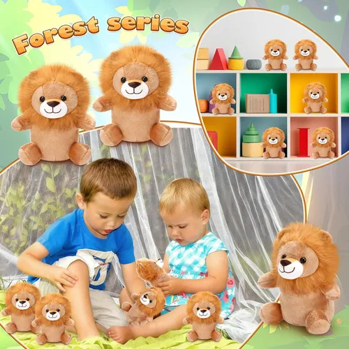 Miniatura 4 de Arrowbash 8 juguetes de peluche de leones de 9 pulgadas, a granel, regalo de fiesta de león, juguetes de peluche para niños y niñas, recuerdos