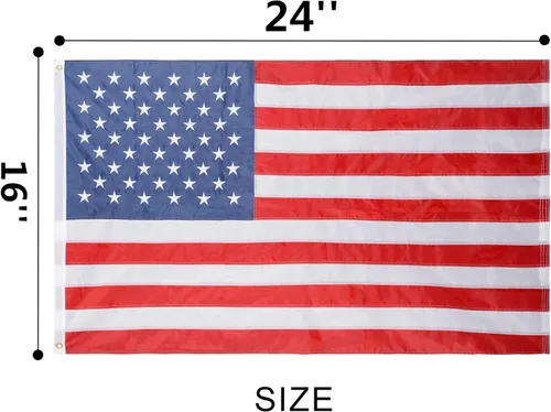 Bandera de barco cosida de 50 estrellas, 16 x 24 pulgadas, bandera náutica de Estados Unidos con rayas cosidas, estrellas bordadas y ojales de