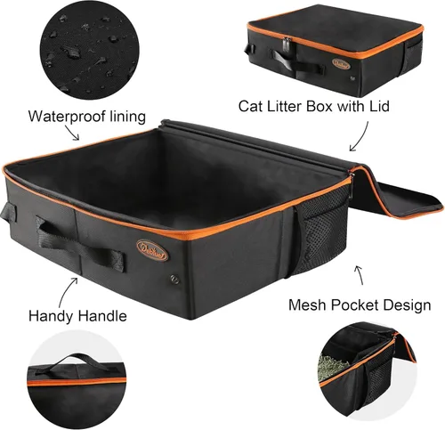 Miniatura 2 de Deblue Caja de Arena Portátil de Viaje para Gatos con Tapa, A Prueba de Fugas y A Prueba de Agua, Caja de Arena Ligera para Gatos para Carro, Viaje