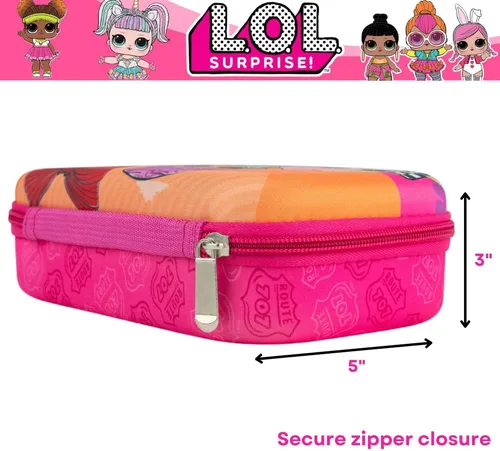 Miniatura 3 de Innovative Designs Set de estuches para lápices LOL Surprise Dolls con pegatinas LOL y bolígrafos de gel para niñas, moldeado con cierre de L.O.L