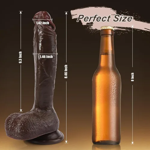 Miniatura 4 de Consolador realista para principiantes, consoladores negros de silicona suave de 8.4 pulgadas con fuerte ventosa para juego sin manos, pene anal