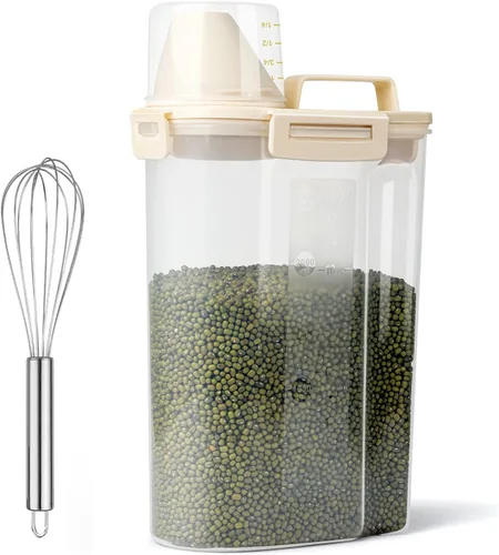 Uppetly Contenedores herméticos de almacenamiento de alimentos secos de arroz, dispensador de plástico sin BPA con boquilla vertible, taza medidora