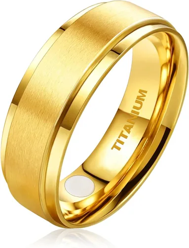 JEROOT Anillo magnético de titanio negro de 0.315 pulgadas para hombres, anillo magnético de titanio puro de plata de 0.197 in para mujer, anillo