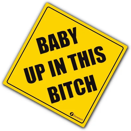 Calcomanía de seguridad para vehículos Zone Tech "Baby Up On This Bitch", divertida pegatina de seguridad, calidad premium, reflectante, "Baby Up On