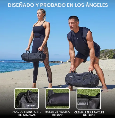 Miniatura 6 de Elite Sports Saco de Arena para Entrenamiento Versátil e Intensivo de Músculos del Core, Entrenamiento de Fuerza con Colocación Estratégica de Asas