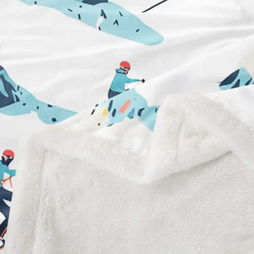 Miniatura 6 de Erosebridal Manta de esquí de montaña de nieve, manta mullida para deportes extremos, snowboard, nieve, invierno, manta de felpa para niños