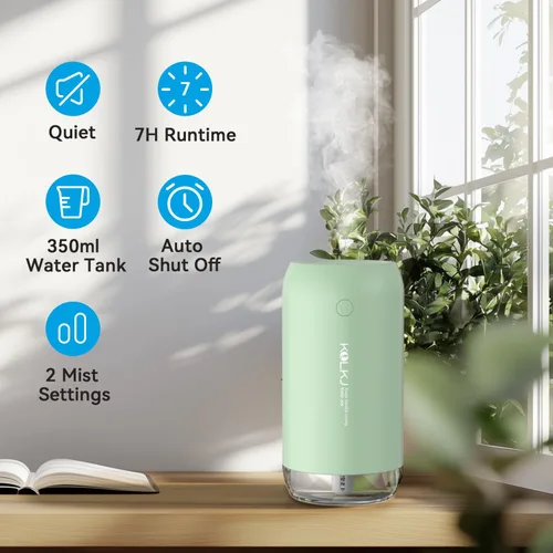 Miniatura 2 de Mini humidificador portátil, humidificador pequeño de niebla fría de 11.8 fl oz para plantas, humidificador de escritorio personal USB para Verde