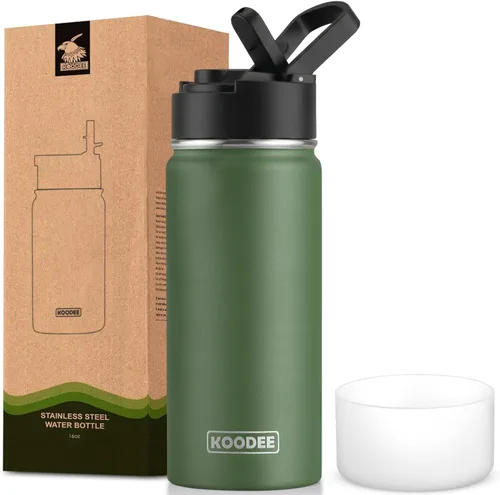Miniatura 24 de koodee Insulated Water Bottle, 32 oz Stainless Steel Double Wall Vacuum Wide Mouth Sport Bottle with Leakproof Spout Lid (Navy)