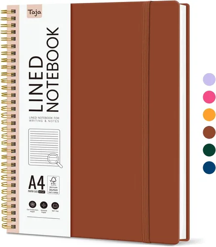Miniatura 25 de Taja Cuaderno con forro en espiral, cuadernos de 8.5 x 11 pulgadas para trabajo, diario grande A4 para mujeres y hombres, cuaderno de diario