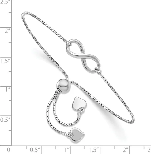 Miniatura 4 de Pulsera ajustable de plata de ley con infinito pulido, fabricada en Italia, Plata de ley, no conocido