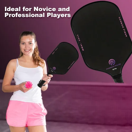 Miniatura 2 de Paletas de pickleball 2025, superficie de fibra de carbono cruda (CSF) de 0.63 pulgadas T700 de grano alto y giro, paletas de bola Pro Pickle Negro