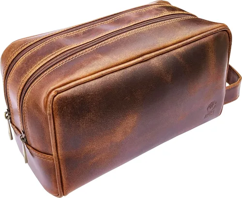 Miniatura 9 de Estuche hecho a mano de piel de búfalo auténtico. Neceser para juego de rasurar y cuidado personal para viaje ~ Regalo para hombres y mujeres.