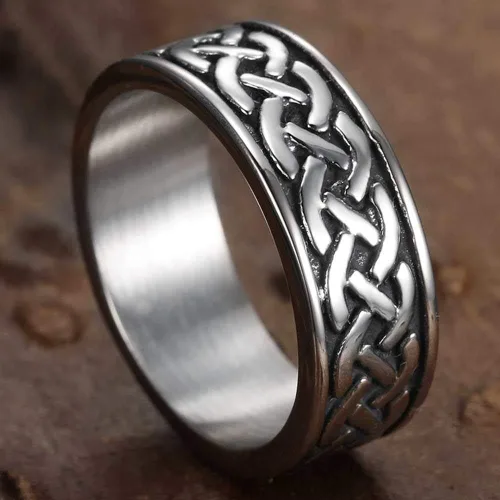 Miniatura 3 de Jude Jewelers Anillo de boda de acero inoxidable de 0.315in estilo vintage con nudo celta, Metal, Zirconia cúbica