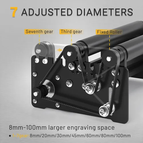 Miniatura 2 de Ortur Láser Rotativo de Rodillos, Módulo Rotativo de Eje Y de 360° para Grabado Láser de Objetos Cilíndricos y Latas, 7 Ajustes de Diámetro, Mínimo