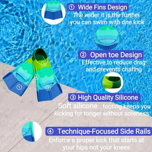 Miniatura 7 de Swimming Training Fins,Comfortable Silicone Flippers for Swimming and Diving,Size Suitable Kids Girls Boys Adult