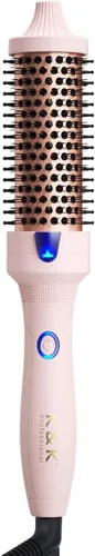 K&K Cepillo rizador de cerámica turmalina iónica de 1.5 pulgadas con voluminizador - Cepillo caliente que crea volumen en las raíces y rizos Rosa