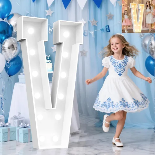 Miniatura 51 de Pooqla Letras de marquesina iluminadas de 3 pies, letras de marquesina con luz LED blanca fría y blanca cálida, letras de mosaico gigante para Letra
