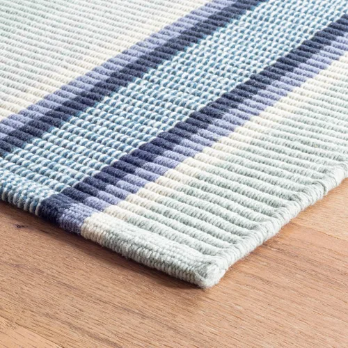 Miniatura 5 de Dash & Albert Barbados - Alfombra de algodón tejida a mano con rayas azules, 5 x 8 pies, patrón de rayas azules