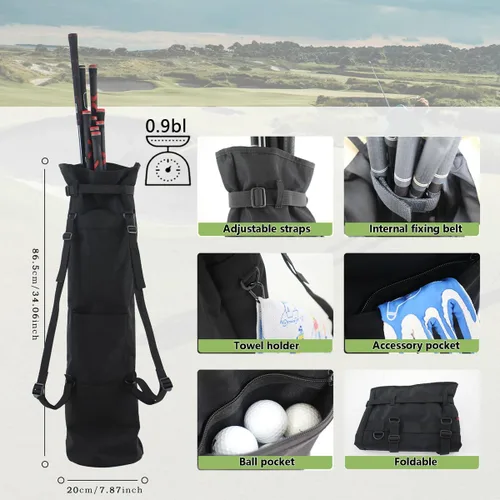Miniatura 4 de Bolsa de transporte de golf ligera (lleva de 8 a 10 palos) Par 3 Bolsa de golf Pitch n Putt pequeña bolsa de golf / entrenamiento, correas dobles