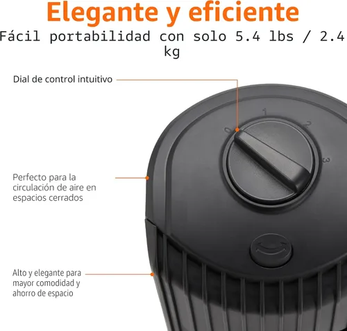 Miniatura 3 de Amazon Basics Ventilador de torre oscilante de 60 grados de 28 pulgadas para dormitorio, sala de estar, oficina, con 3 velocidades, control mecánico