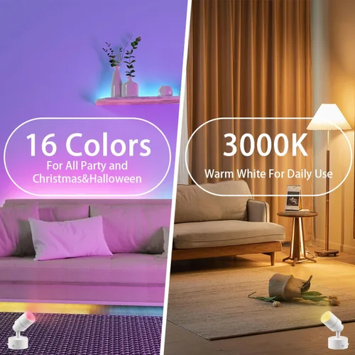 Miniatura 3 de Foco LED multiusos moderno para escritorio o montaje en pared, luz LED portátil con interruptor de encendido/apagado, bombilla GU10 cable blanco