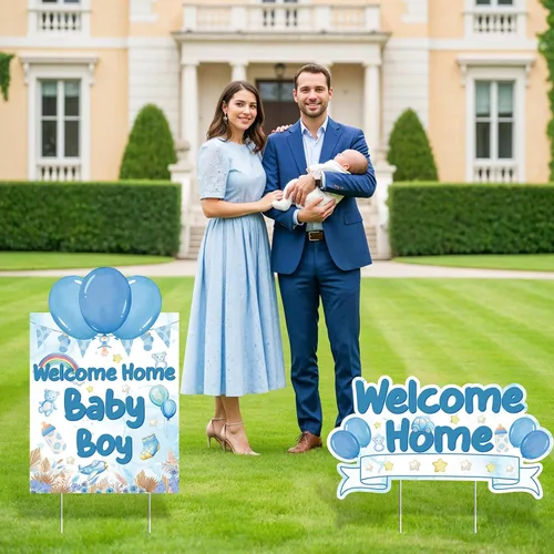 Miniatura 6 de 2 carteles decorativos de bienvenida a casa para bebé, niño, bohemio, arcoíris, bienvenida, hogar, patio, con estacas "It's a boy", letrero