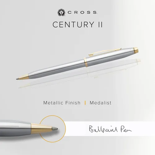 Miniatura 26 de Cross Century II - Bolígrafo de punta Selectip, lacado negro con detalles chapados en oro de 23 quilates