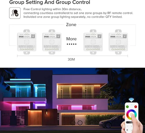 Miniatura 5 de BTF-LIGHTING RB3 2.4G Mando a distancia inalámbrico táctil RF para tira de luces LED RGB RGBW de persecución SPI, control de 4 zonas compatible