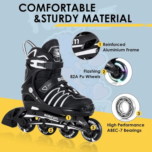 Miniatura 4 de Patines en línea ajustables con ruedas de luz completa, patines iluminadores al aire libre para niños y adultos, niñas y niños, hombres y mujeres