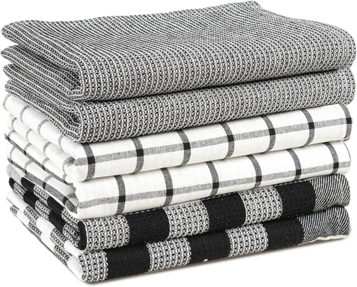 Miniatura 60 de LANE LINEN Juego de 6 paños de cocina de algodón para secar platos, 18 x 28 pulgadas, absorbentes, de secado rápido, color beige 07: Amarillo