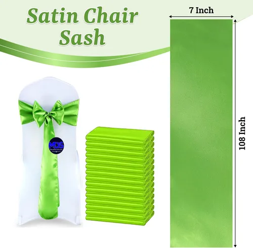 Miniatura 71 de mds - Lote de 10 lazos de satén para sillas de boda y eventos, para decoración de fiestas, 30 colores, Satin, 10 Verde oliva