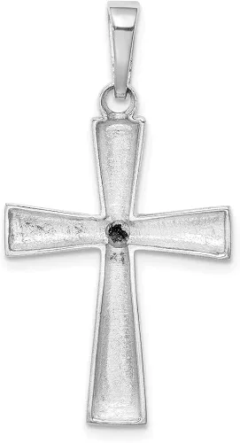 Miniatura 3 de Plata de ley rodiada Onyx Cruz colgante 1.181in 0.780in estilo QC9373