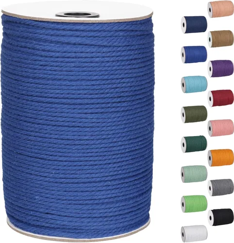 Miniatura 51 de Cordón de macramé de 1/8 pulgadas 220 yardas (200 metros) suministros naturales de macramé, hilo de macramé, cuerda de algodón de color, cuerda