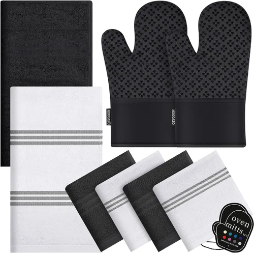 Miniatura 11 de Juegos de paños de cocina y trapos con guantes de horno - Paños de té 100% algodón para cocina - Manoplas de horno resistentes al calor de 500°F