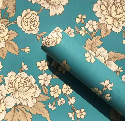 Moyishi Pegatina autoadhesiva de papel floral vintage para cajones de aparador, 17.7 x 78.7 pulgadas (azul)
