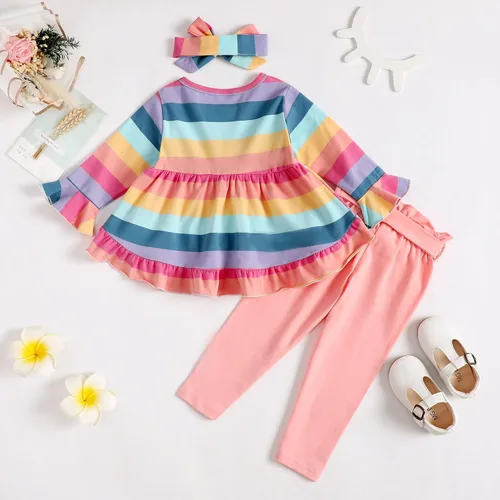 Miniatura 98 de Kucnuzki Conjunto de ropa para bebé niña pequeña, camisa de manga con volantes, pantalón floral, ropa de otoño e invierno para niña