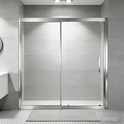 Miniatura 9 de Puerta de ducha de 44-48" de ancho x 72" de alto, puerta de ducha de vidrio deslizante semi-sin marco, vidrio templado SGCC de 1/4" (6mm) puerta