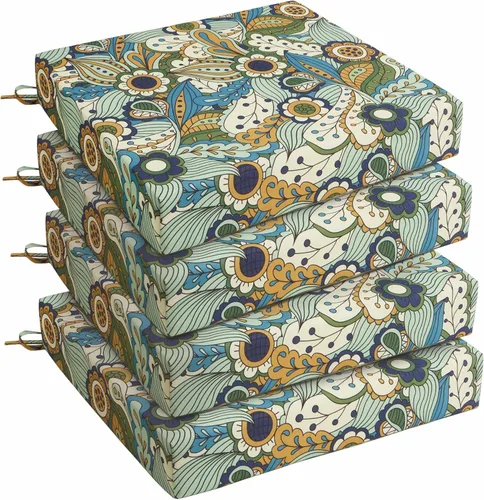 Miniatura 23 de UNIKOME Cojines para sillas de exterior, resistentes al agua, con lazos, relleno de esponja de alta densidad, cojines de asiento cuadrados