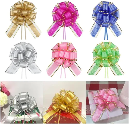 Miniatura 14 de HSXJJ 6 Piezas de Lazos de Tirar Blancos para Envolver Regalos, Lazos de Cinta de Boda de 6 Pulgadas para Paquetes de Regalos, Cestas de Regalo