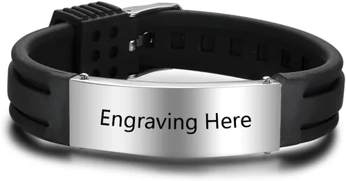 Miniatura 2 de Lam Hub Fong Pulseras de identificación médica ajustables para mujeres y hombres, pulseras deportivas de silicona personalizadas para niños y niñas