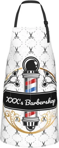 Miniatura 5 de Delantal de barbería personalizado para hombres y mujeres, delantal de texto personalizado con bolsillos, delantal ajustable personalizado