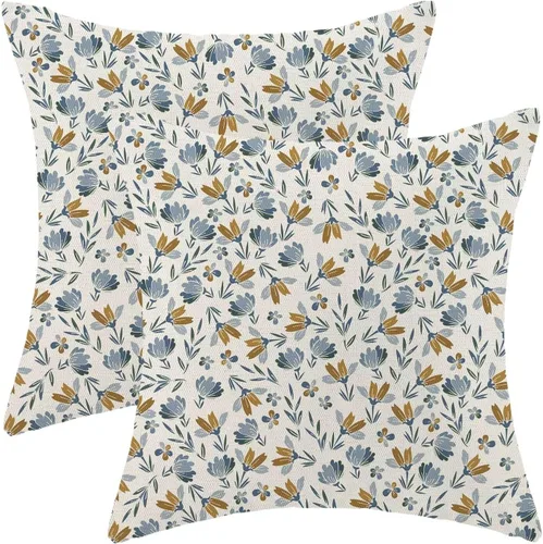 Miniatura 44 de Juego de 2 fundas de almohada decorativas para el 4 de julio, 16 x 16 pulgadas, diseño patriótico de estrellas azul marino del Día