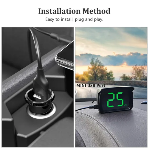 Miniatura 3 de Liiiyuan Velocímetro HUD, medidor de velocidad digital GPS con MPH, pantalla frontal para todos los coches, cable USB Plug & Play