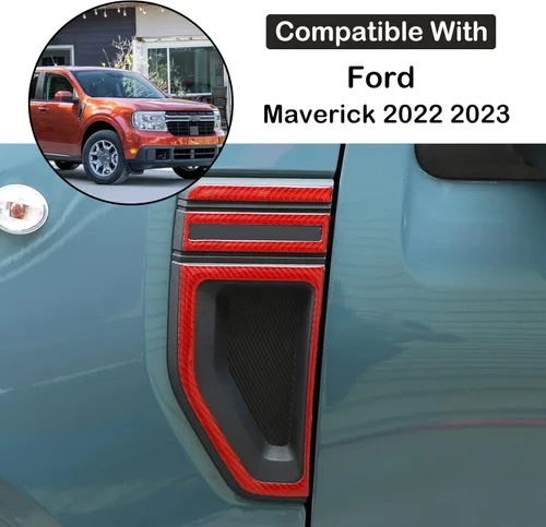 Miniatura 2 de Cubiertas de ventilaciones laterales del guardabarros del automóvil, tira de moldura compatible con Ford Maverick 2022-2025 2026, fibra de carbono