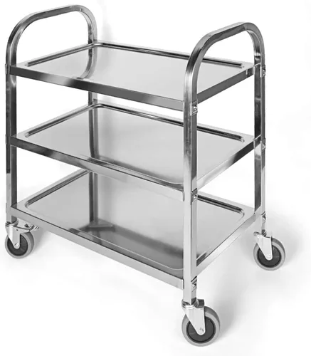 Nisorpa Carrito utilitario de acero inoxidable de 3 niveles, 30 pulgadas de largo x 16 pulgadas de ancho x 33 pulgadas de alto, carritos rodantes de