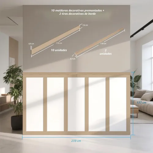 Miniatura 6 de Art3d Kit de Revestimiento de Tablero y Listón Prefabricado Pintable, Panel de Pared de Acento de MDF para Cocina Dormitorio Sala de Estar