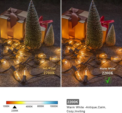 Miniatura 3 de Paquete de 25 bombillas LED C9 de Navidad, bombilla LED C9 de repuesto para cadena de luces de Navidad, base intermedia E17, 2200 K blanco cálido