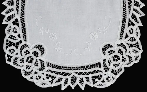 Miniatura 2 de Creative Linens Camino de mesa de encaje blanco Battenburg 16x34 Oval Dresser Scarf, 100% algodón, bordado a mano