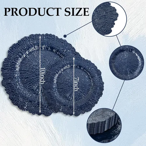 Miniatura 2 de DaYammi 60 platos de plástico azul – Platos azul oscuro desechables – Platos de plástico resistentes para fiestas, incluyendo 30 platos llanos, 30