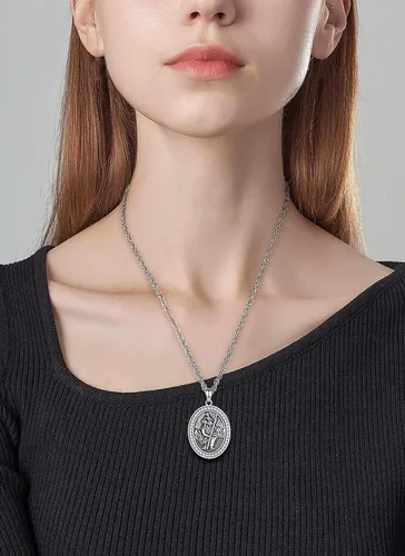 Miniatura 214 de CELESTIA Medallas de plata de ley 925 San Miguel/San Cristóbal/San Benito/San Gabriel/Virgen María/Jesús/Caravaca/Metatrón/Sello de los Siete